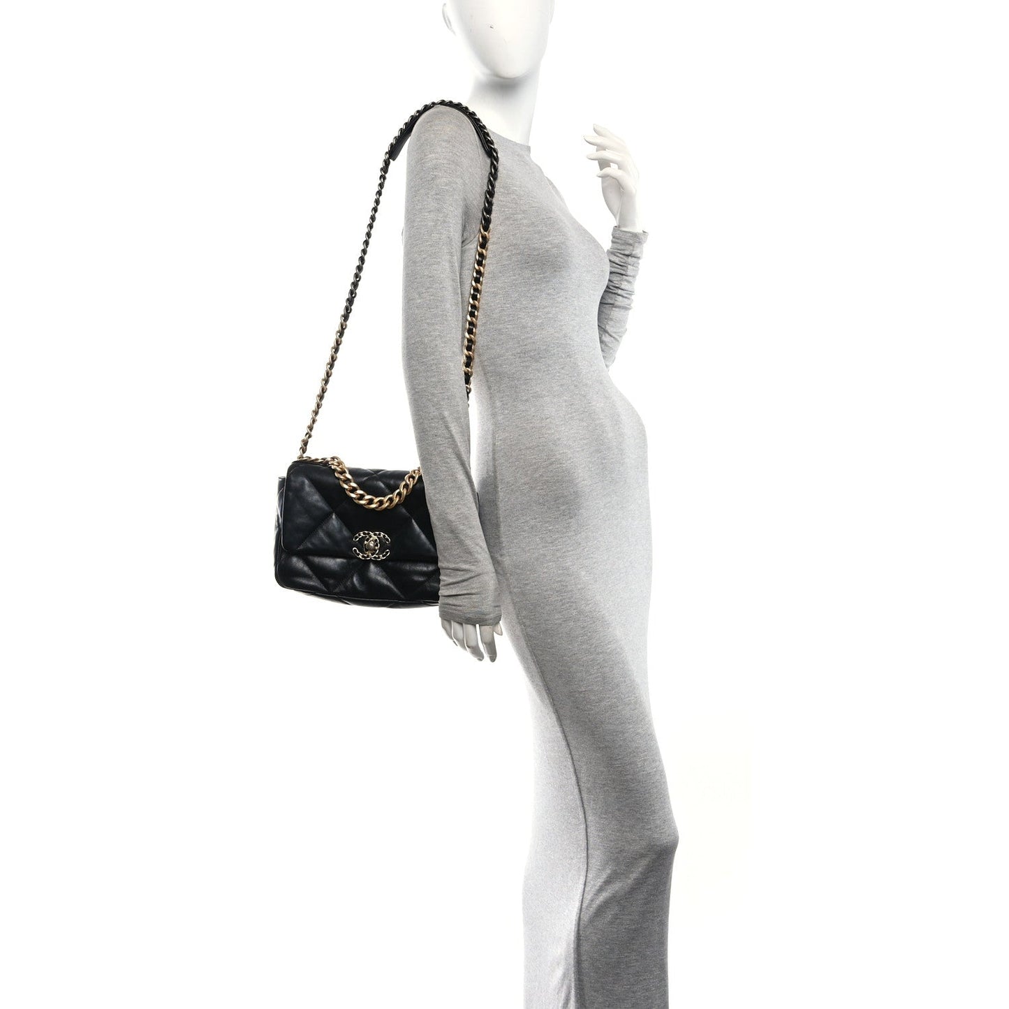 Lambskin Quilted Medium Chanel 19 Flap Black