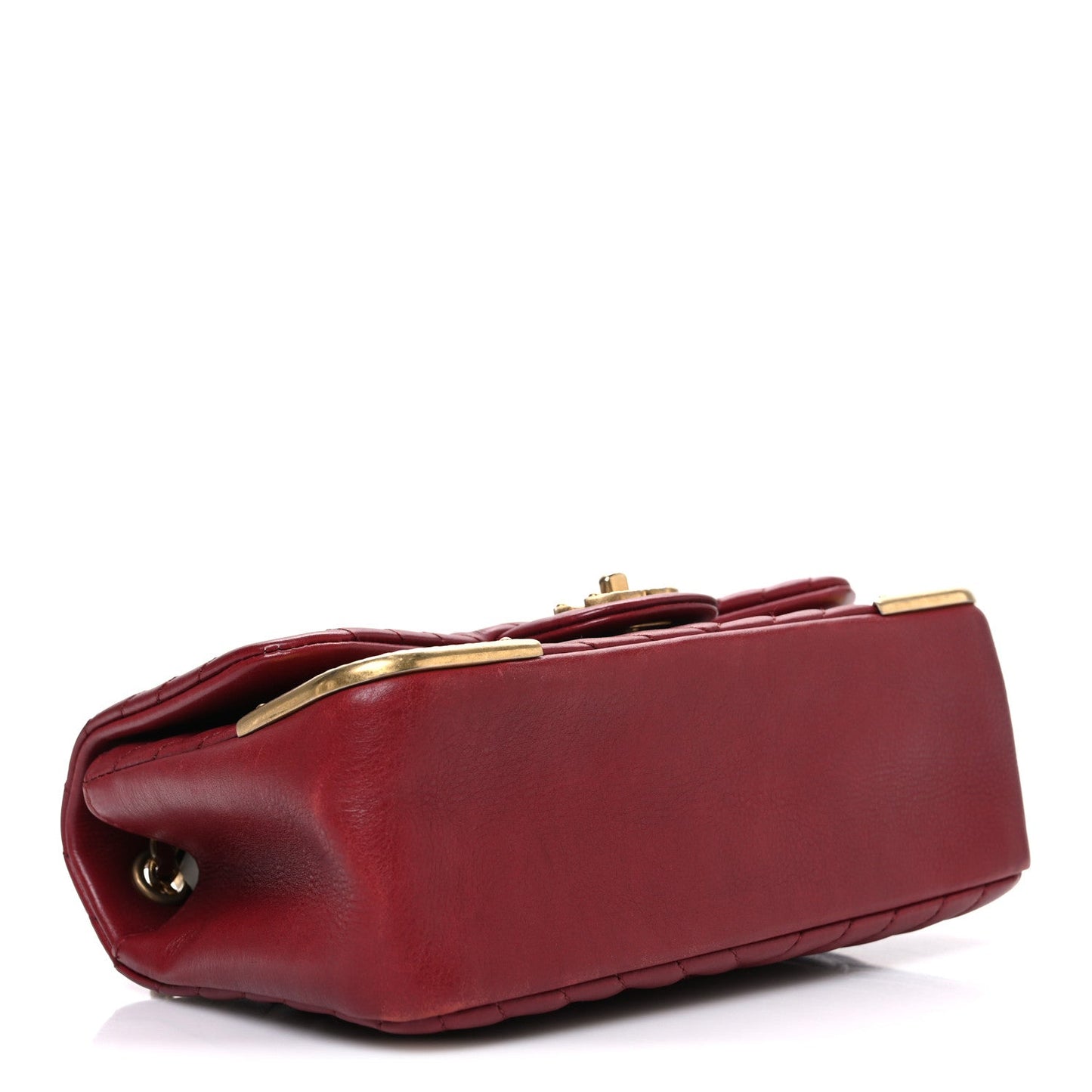 Calfskin Chevron Quilted Mini Rock The Corner Flap Red