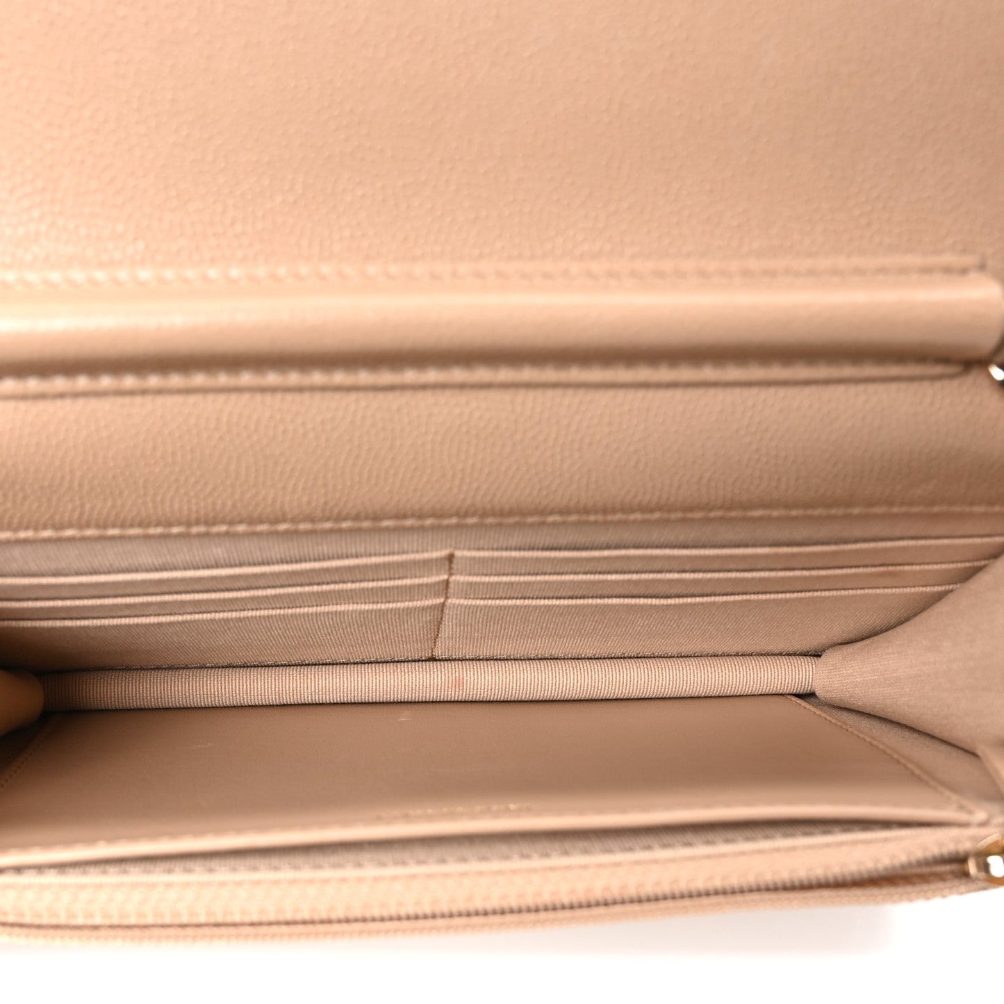 Caviar Quilted Crystal CC Wallet On Chain WOC Beige