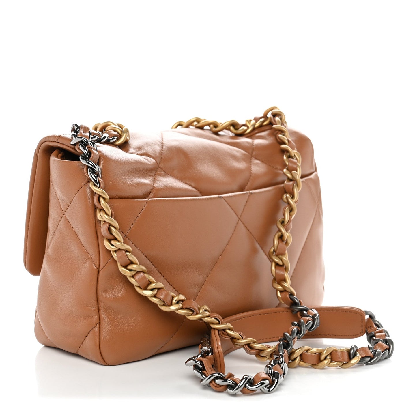Lambskin Quilted Medium Chanel 19 Flap Brown