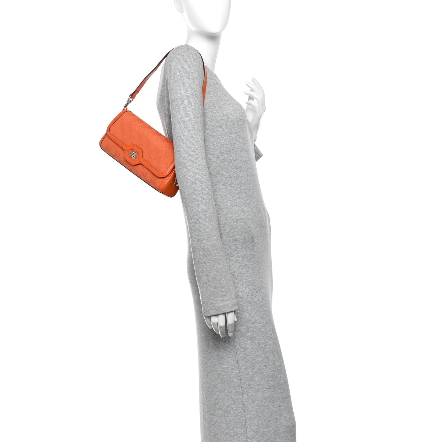 GG Monogram Textured Dollar Calfskin Small Luce Shoulder Bag Orange