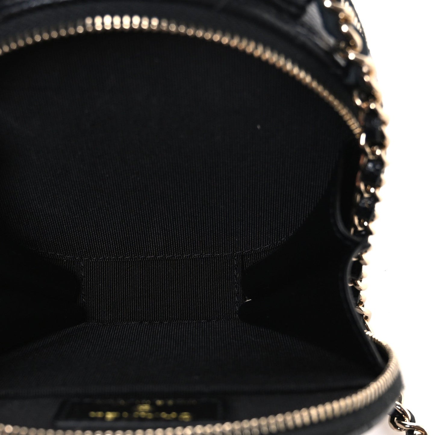 Caviar Quilted Round Handle With Care Vanity With Chain Black