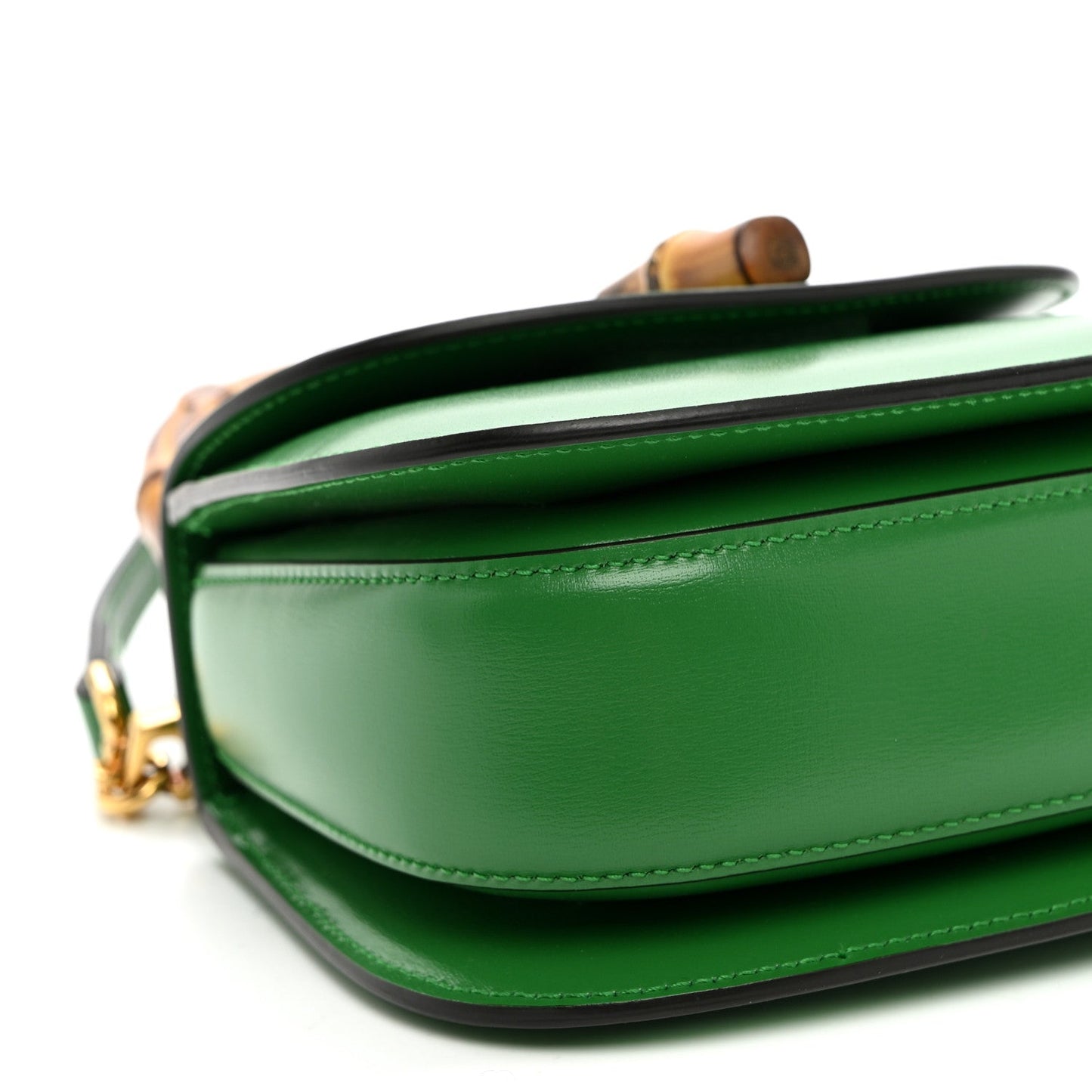 Boarded Dyana Lux Calfskin Web Small Bamboo 1947 Top Handle Bag Spring Green