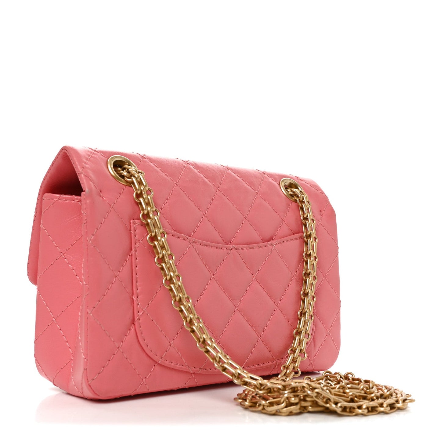 Aged Calfskin Quilted 2.55 Reissue Mini Flap Coral