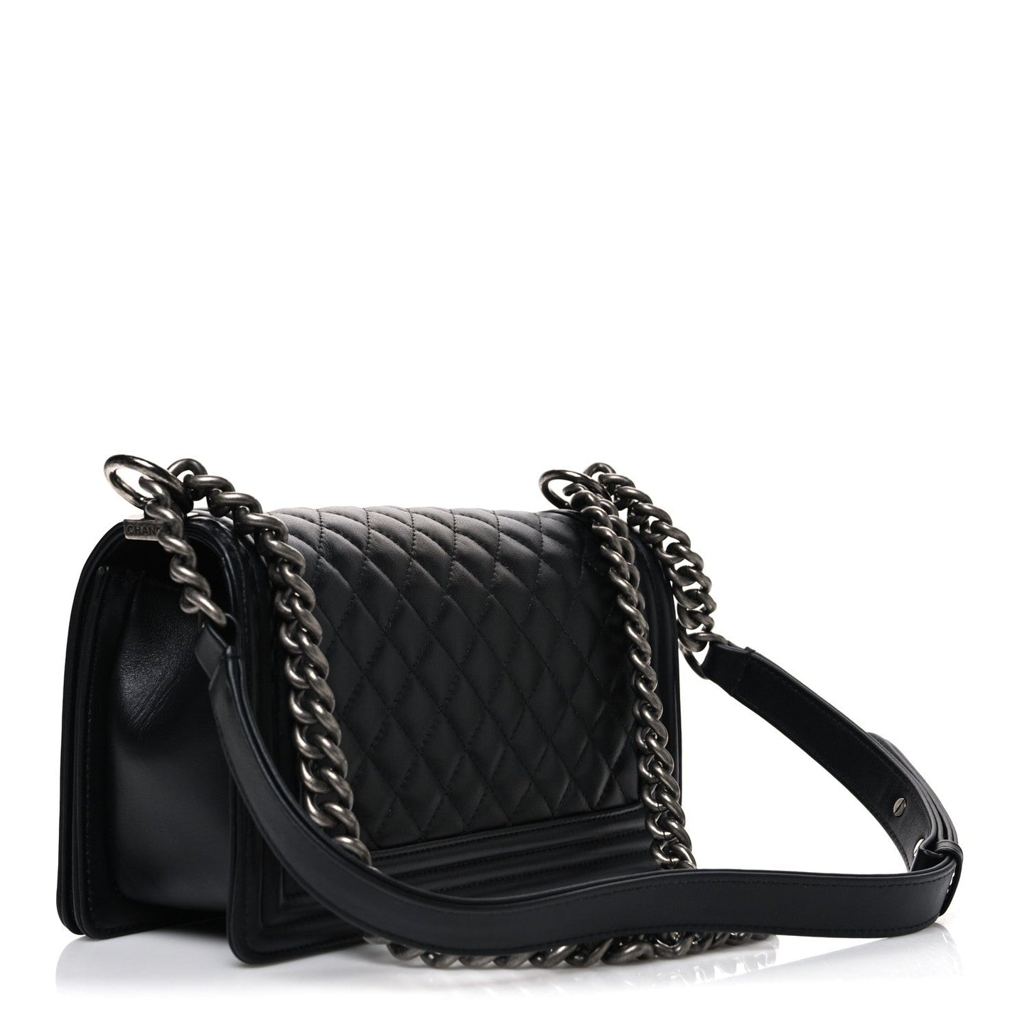 Lambskin Quilted New Medium Boy Flap Black