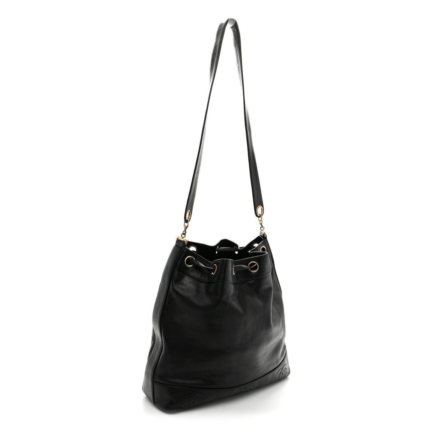 Caviar CC Drawstring Shoulder Bag Black