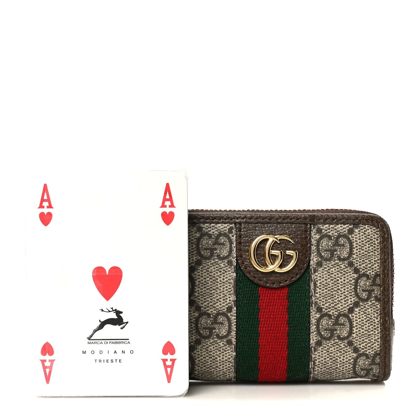 GG Supreme Monogram Web Ophidia Playing Card Case Beige New Acero