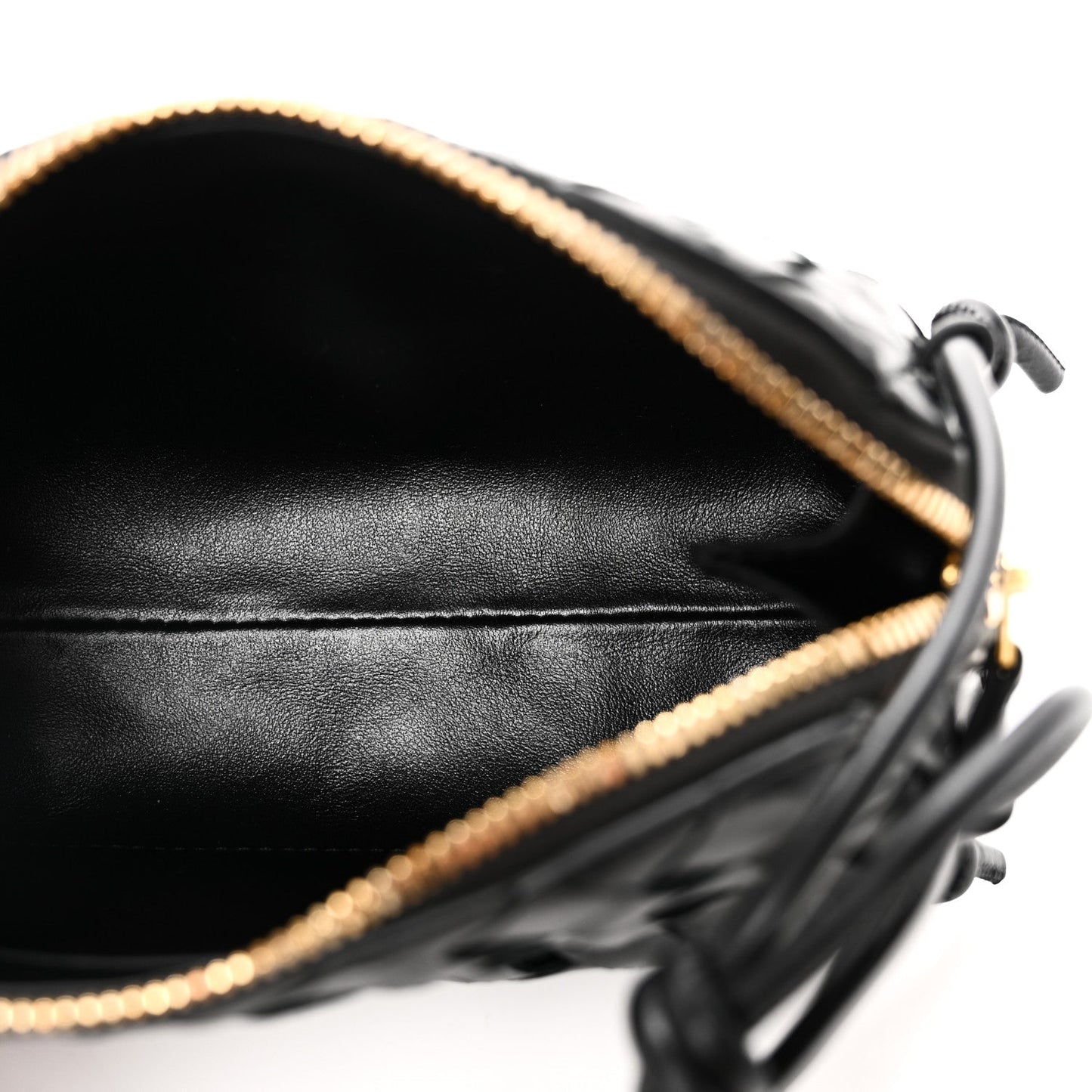 Calfskin Intrecciato Small Loop Top Handle Black