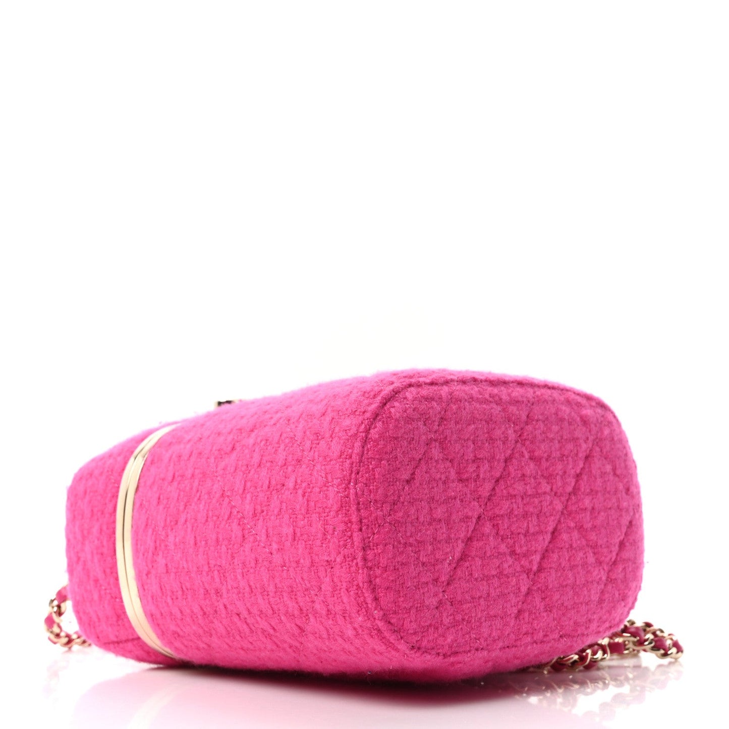 Tweed Quilted Small Vanity Case Fuchsia