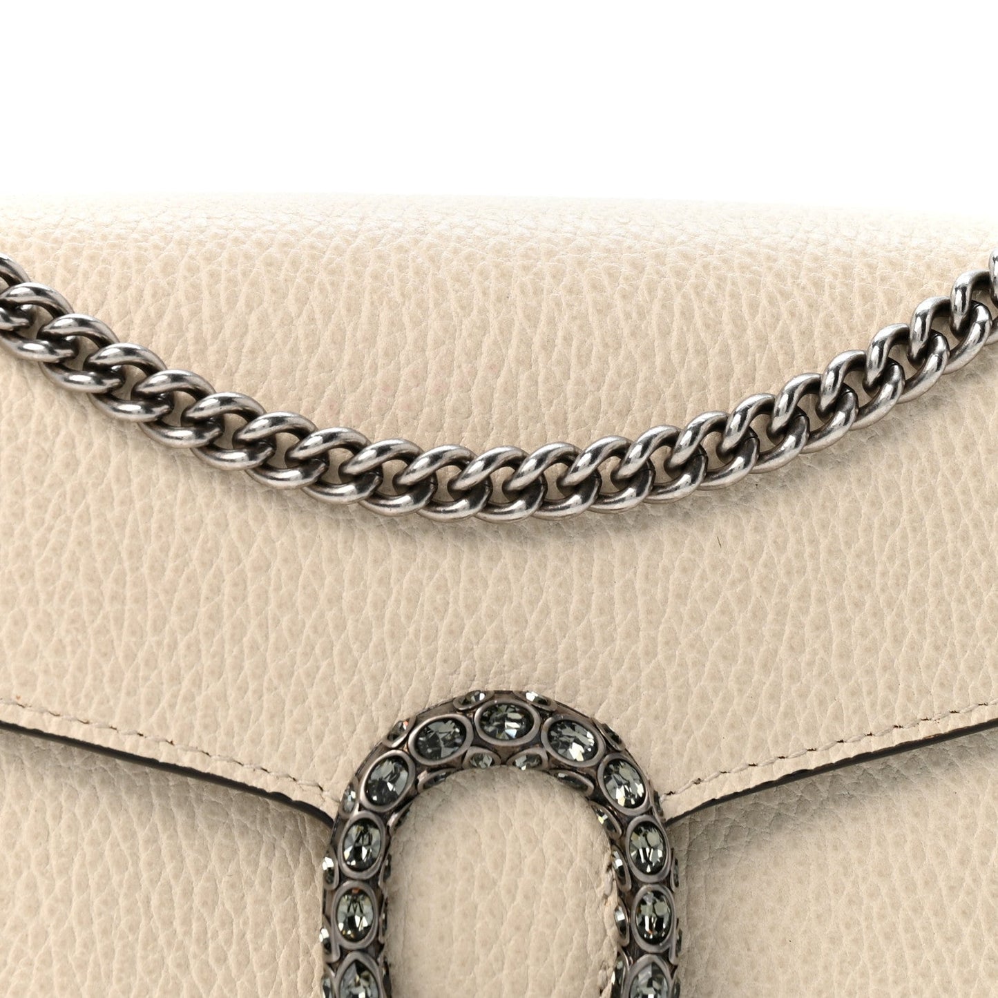 Dollar Calfskin Mini Dionysus Chain Wallet Mystic White