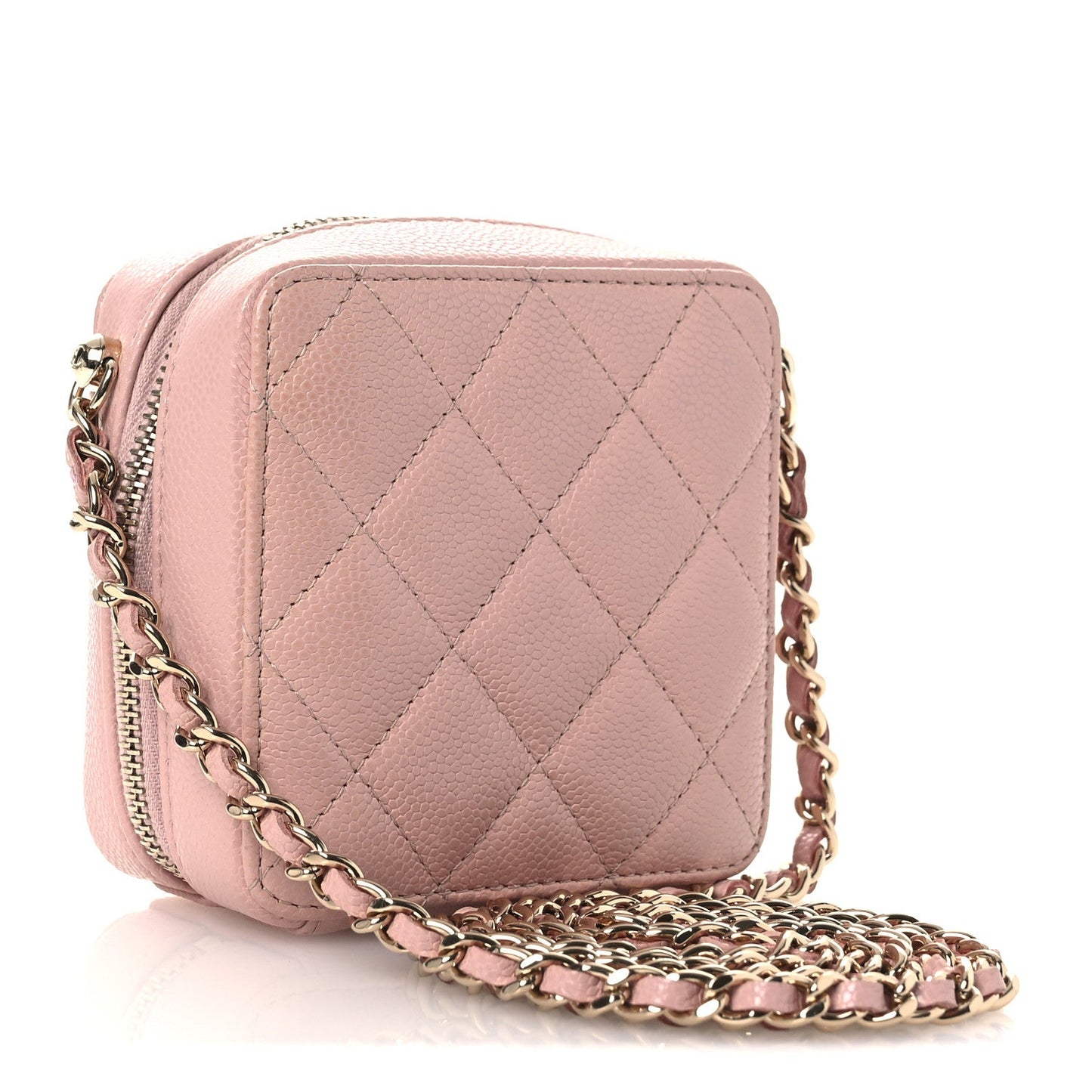 Caviar Quilted Clutch with Chain Light Pink