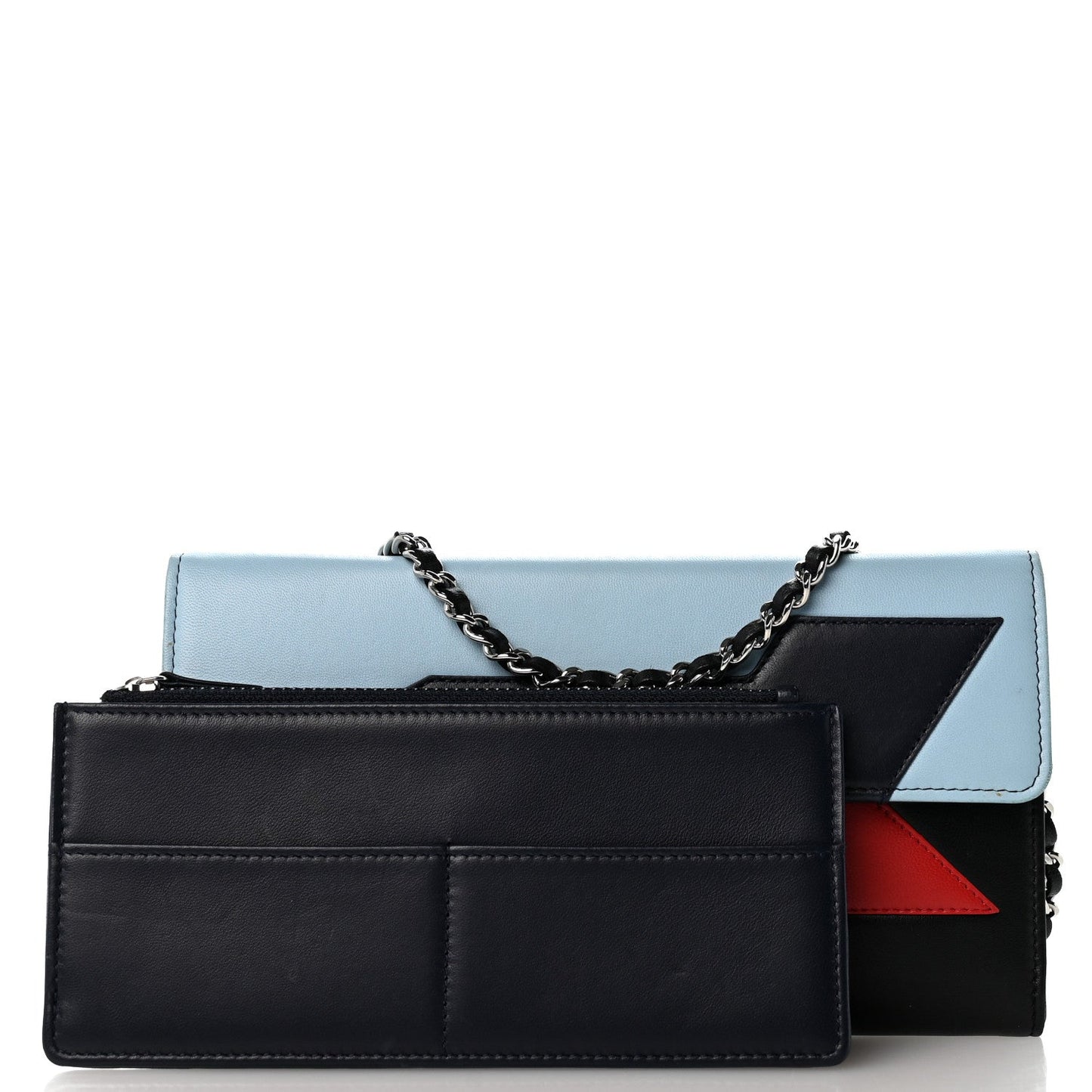 Lambskin Airlines Wallet On Chain WOC Blue Black Red