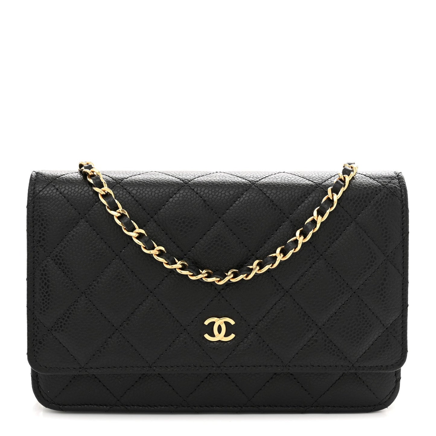 Caviar Quilted Wallet on Chain WOC Black