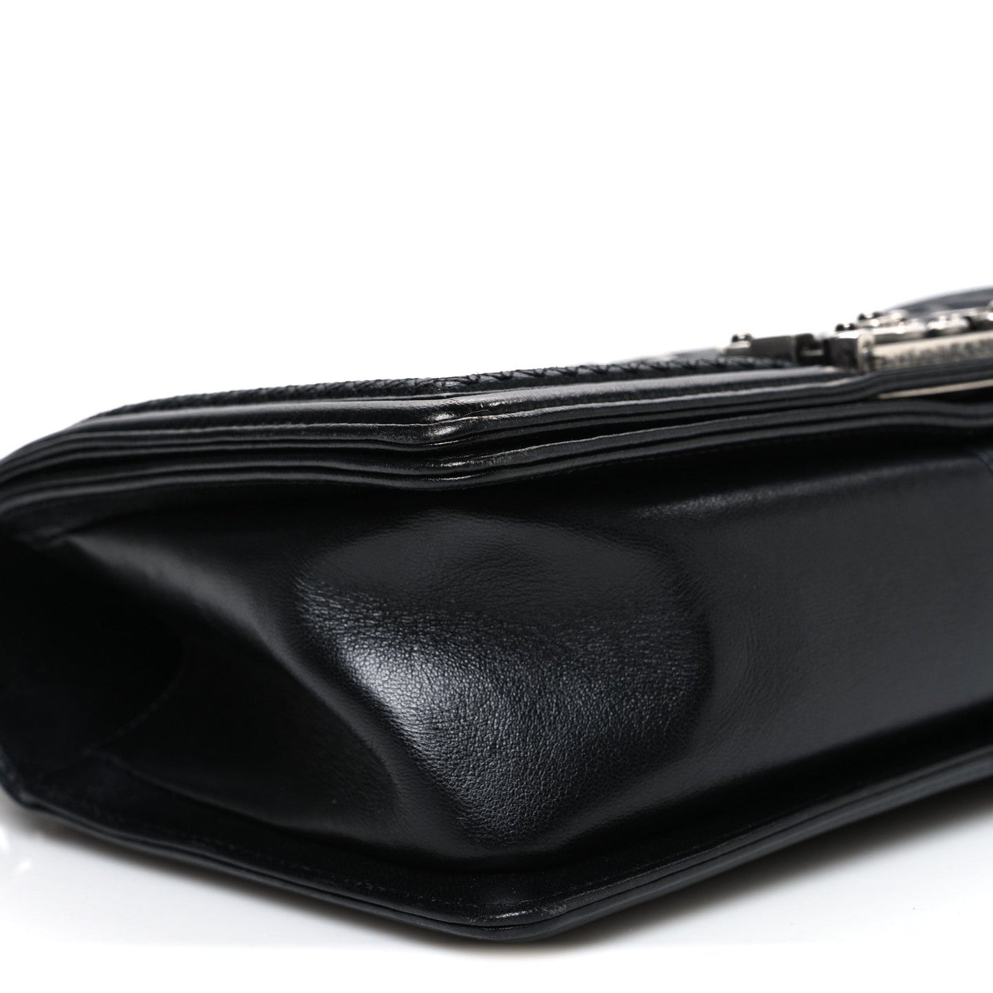 Lambskin Stitched Medium Boy Flap Black