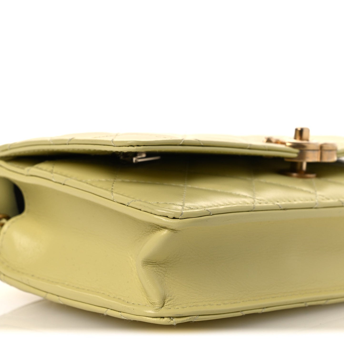 Calfskin Quilted Perfect Fit Wallet On Chain WOC Yellow