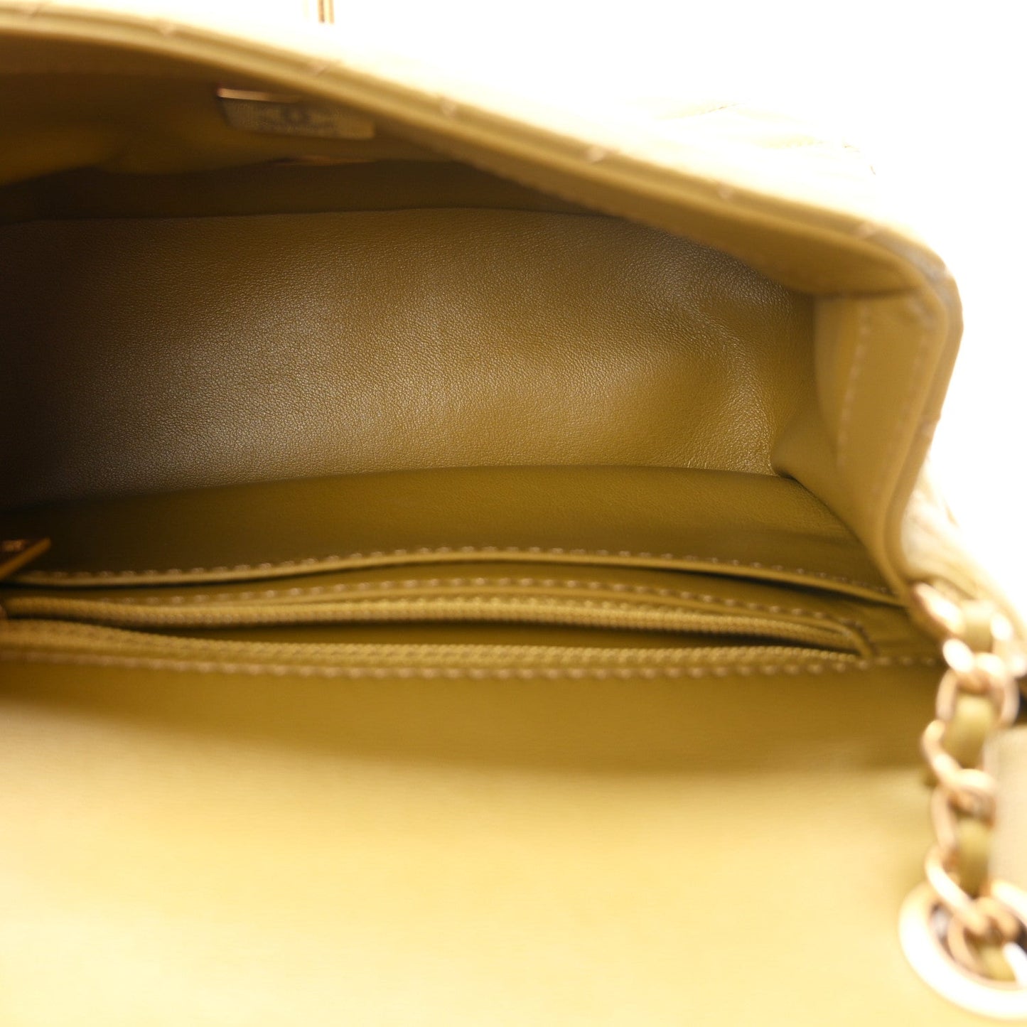 Lambskin Quilted Mini Pearl Crush Flap Green