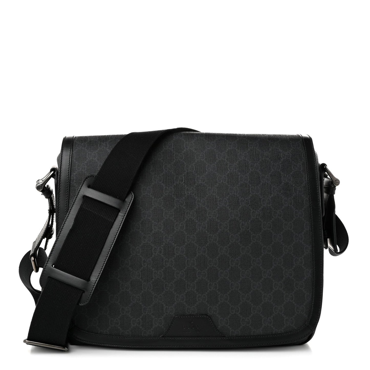 GG Supreme Monogram Flap Messenger Bag Black Grey