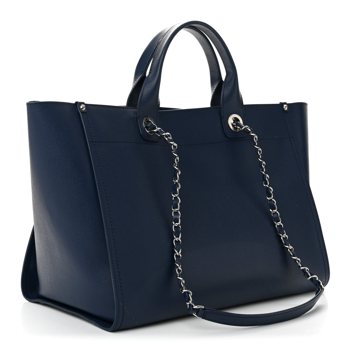 Caviar Medium Studded Deauville Tote Navy