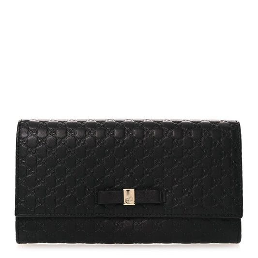 Microguccissima Bow Continental Wallet Black