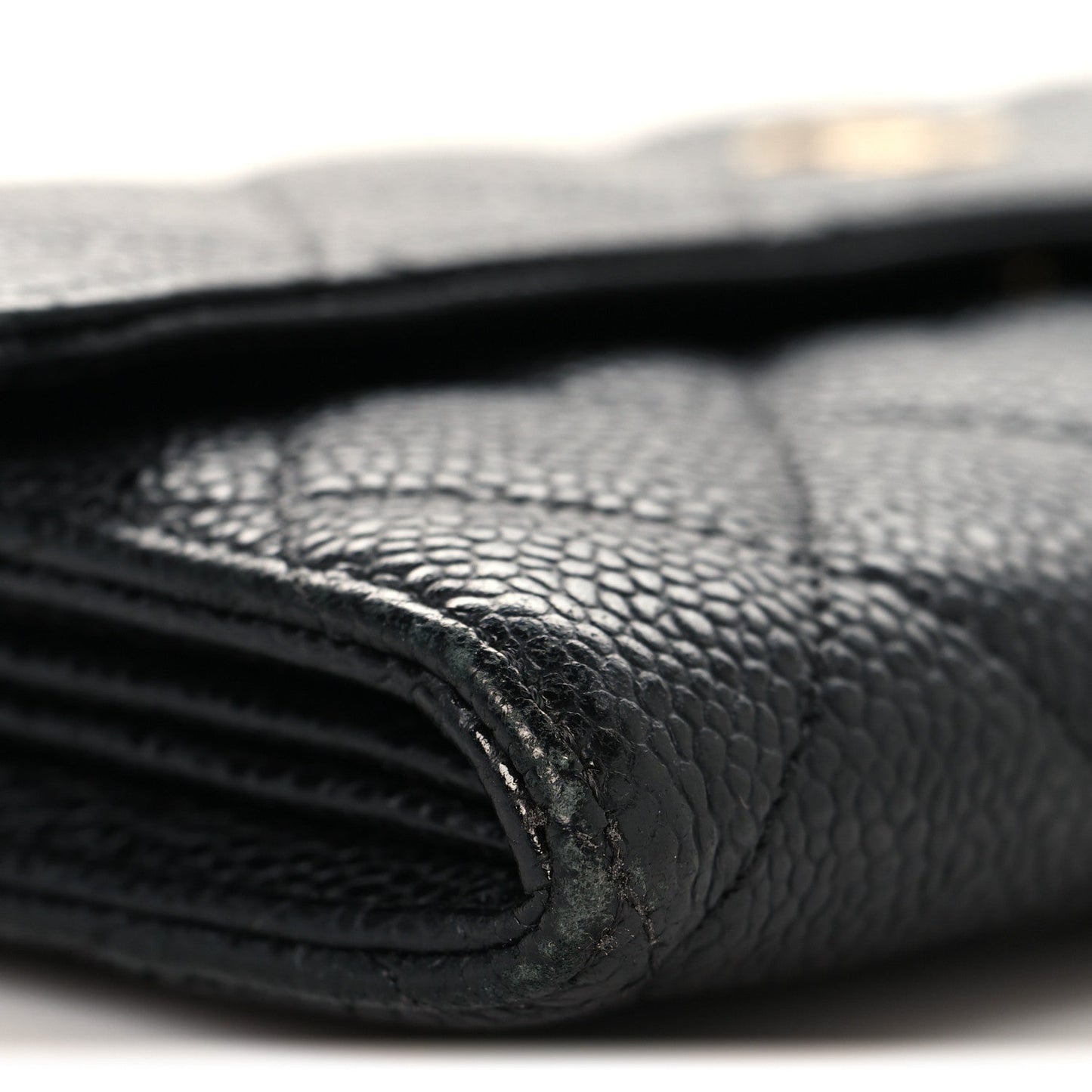 Caviar Quilted Large Gusset Flap Wallet Black