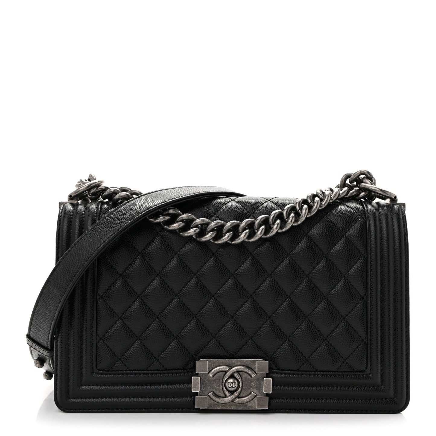 Caviar Quilted Medium Boy Flap Black
