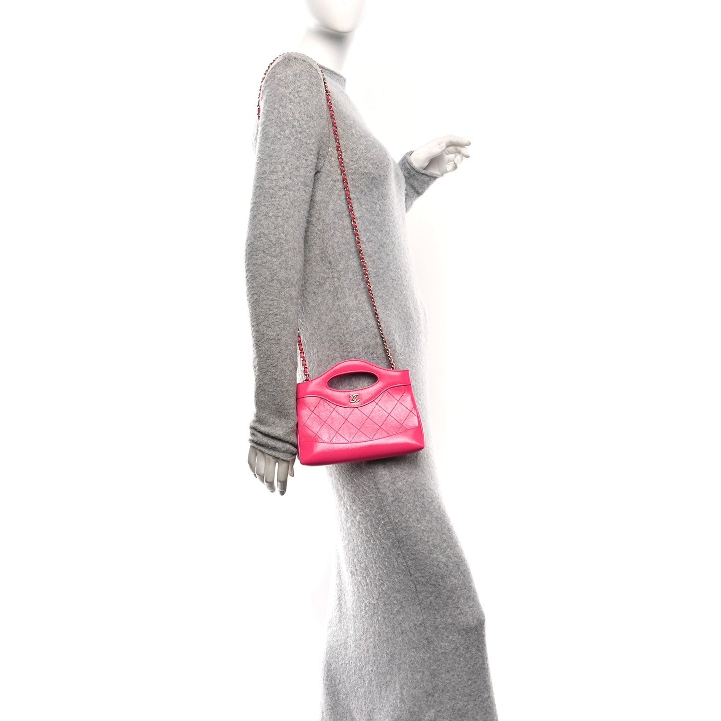 Shiny Crumpled Calfskin Quilted Nano 31 Shopping Bag Pink
