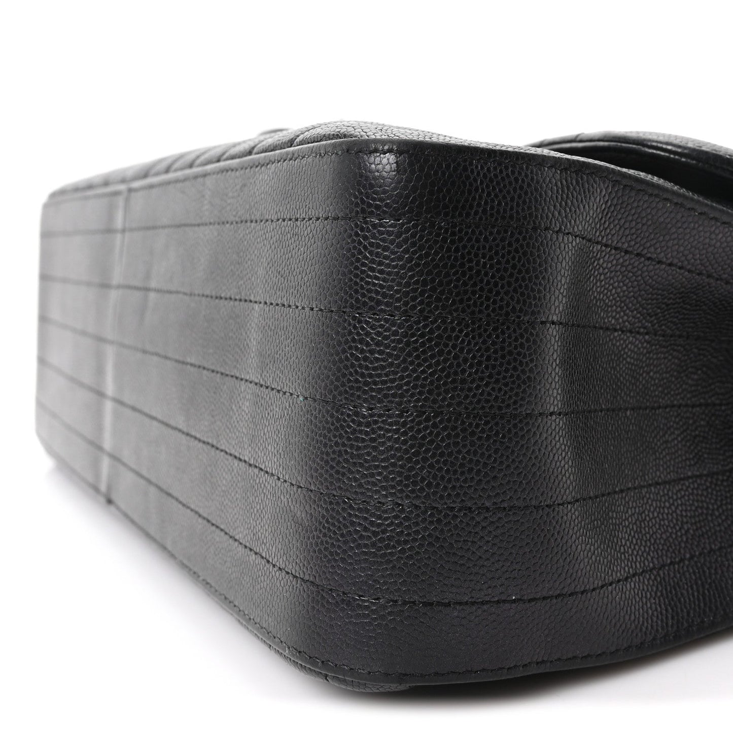 Iridescent Caviar Chevron Quilted Jumbo Double Flap Black
