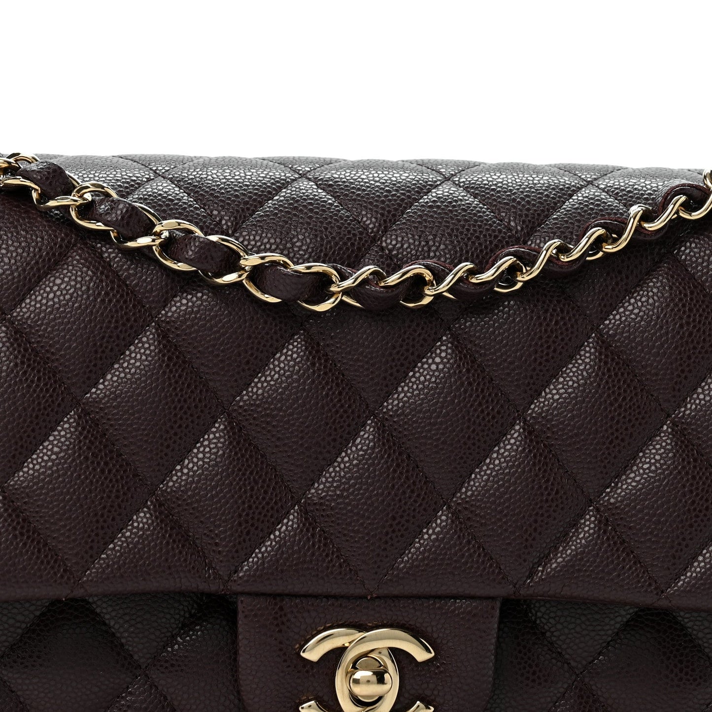 Caviar Quilted Medium Double Flap Dark Brown