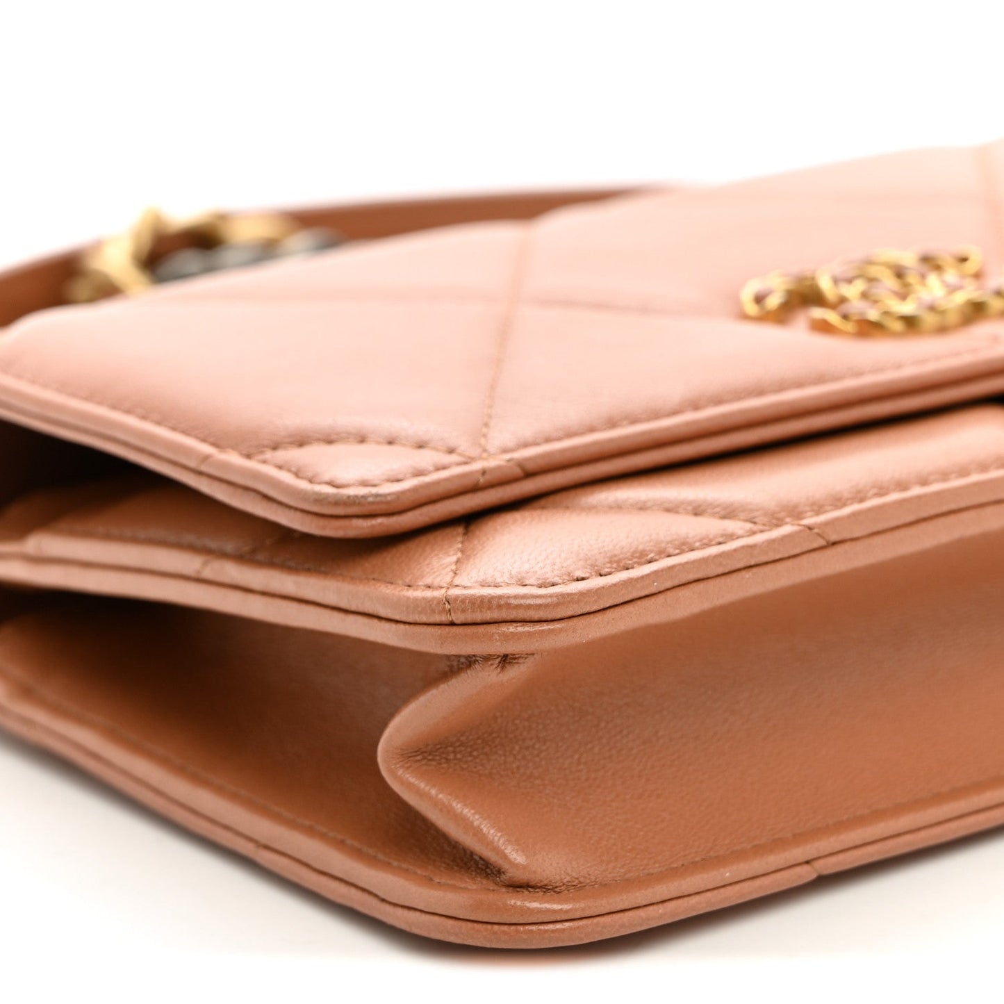 Lambskin Quilted Chanel 19 Wallet On Chain WOC Brown