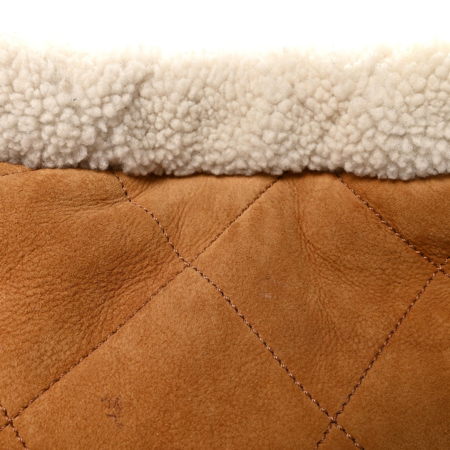 Suede Shearling Quilted Small Chanel 22 Brown White