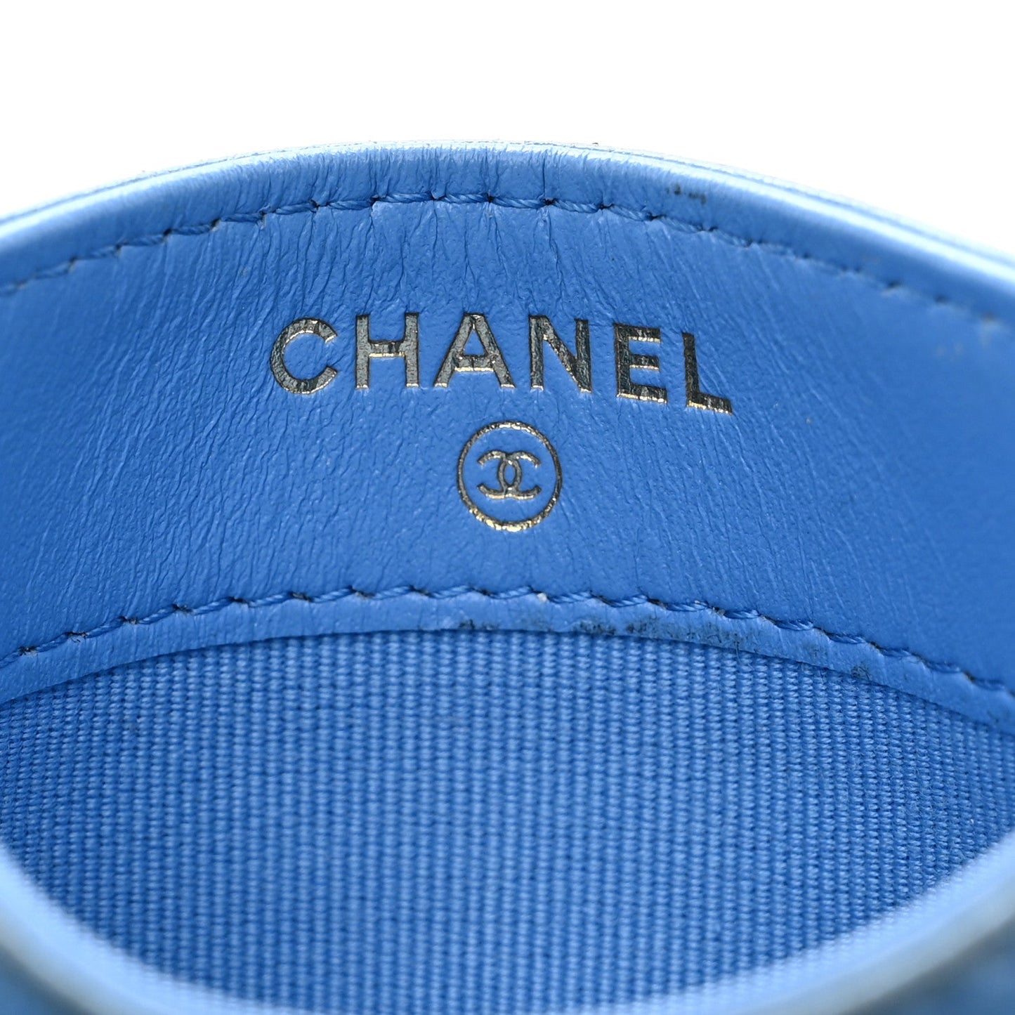 Lambskin Quilted Chanel 19 Card Holder Light Blue