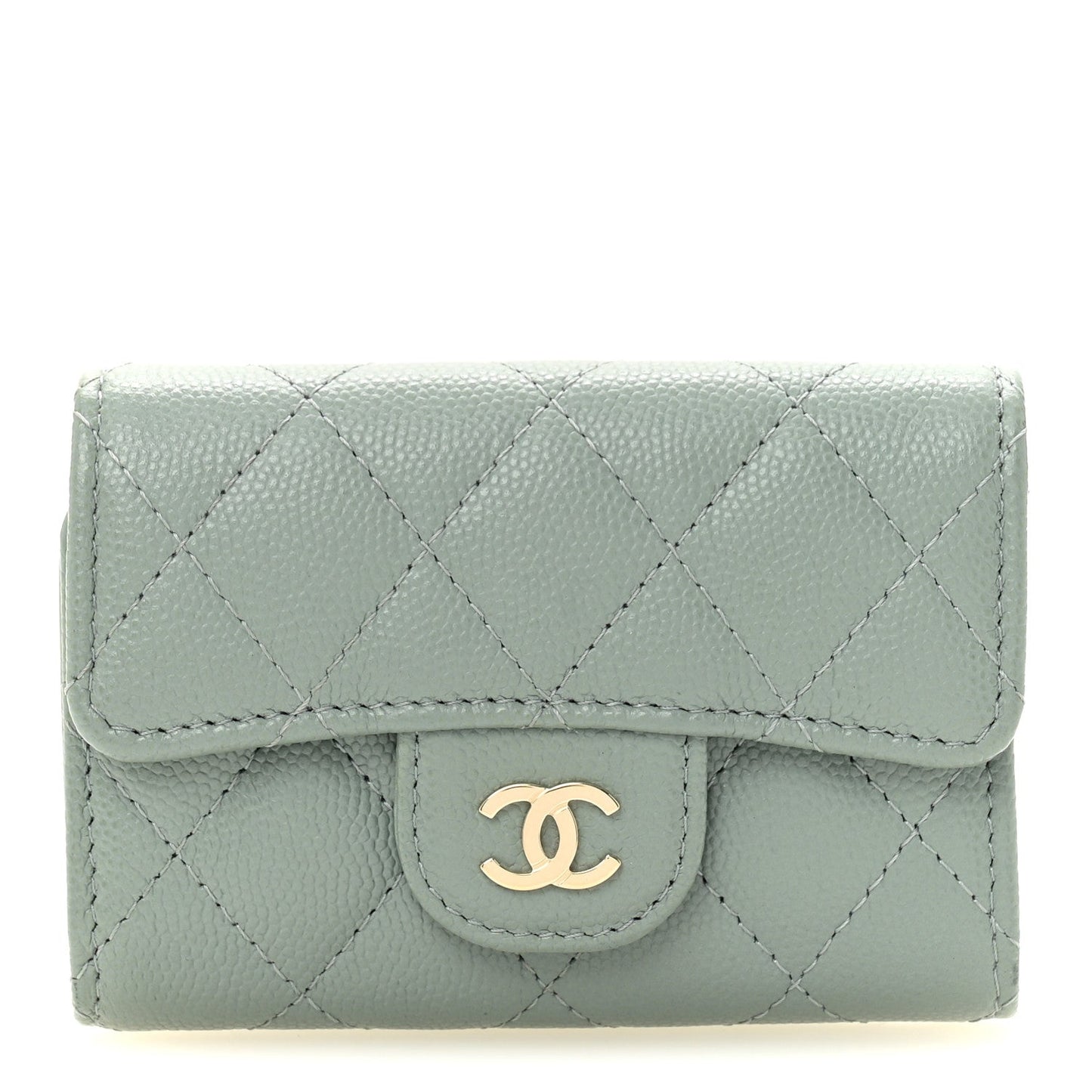 Caviar Quilted Classic 4 Key Holder Wallet Grey