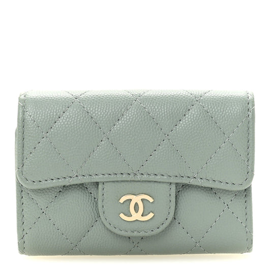 Caviar Quilted Classic 4 Key Holder Wallet Grey
