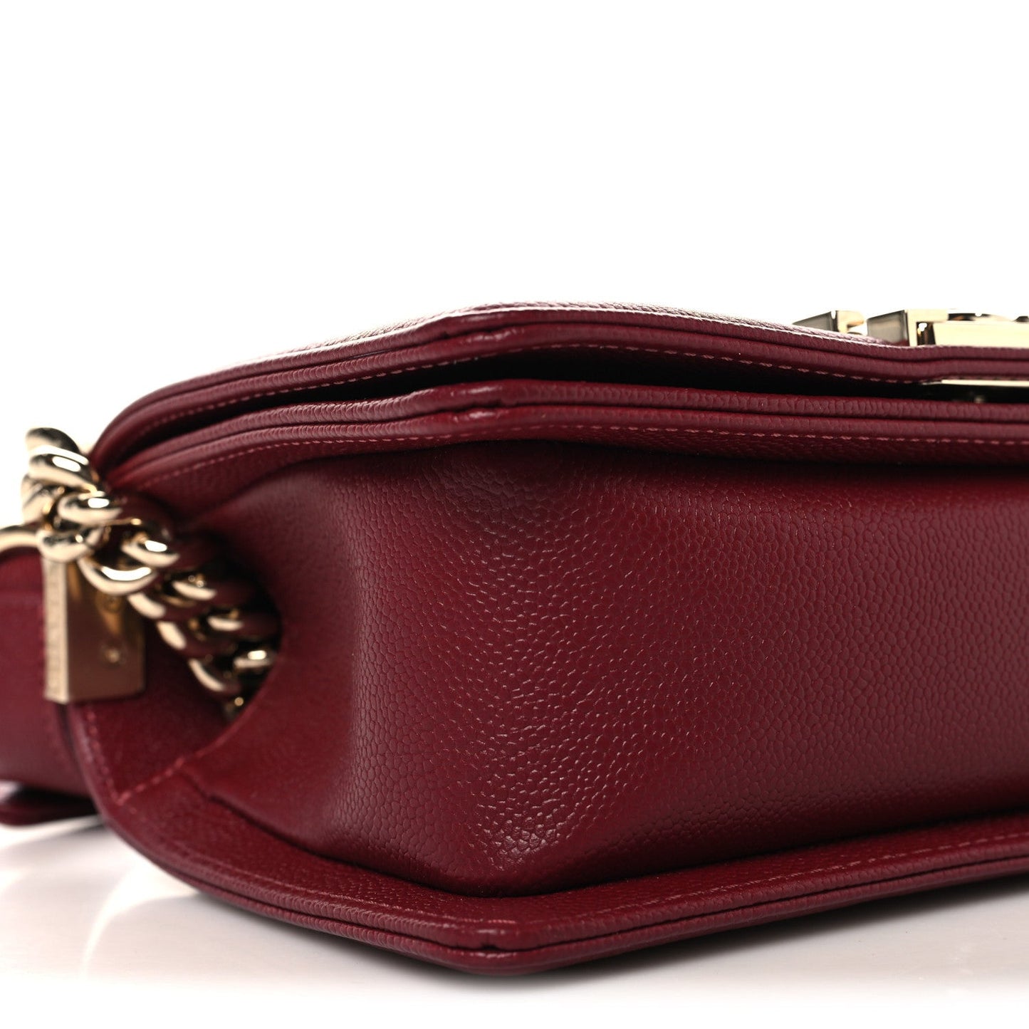 Caviar Quilted Small Boy Flap Burgundy