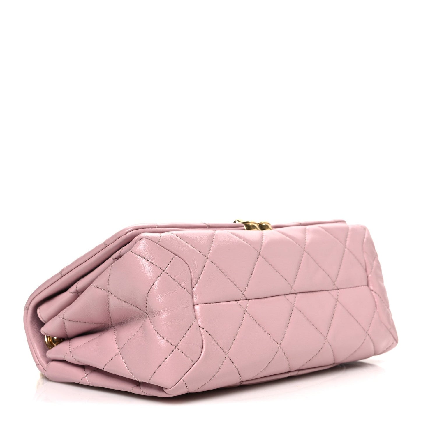 Lambskin Quilted Medium Color Match Flap Light Pink