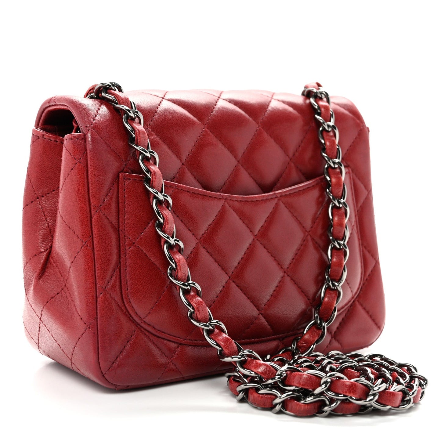 Lambskin Quilted Mini Square Flap Red