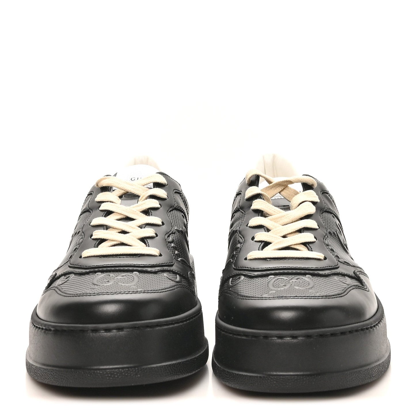 Calfskin GG Tennis Embossed Perforated Mens Interlocking G 55mm Sneakers 11.5 Black