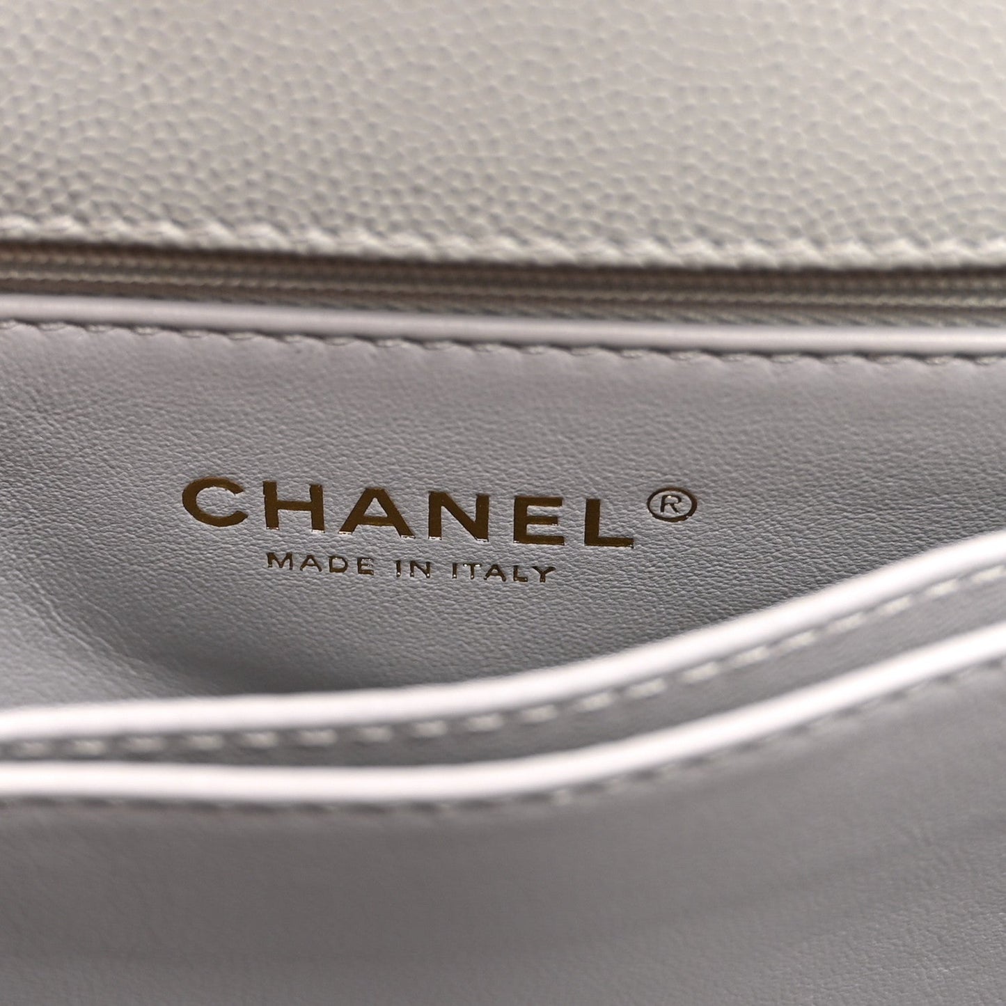 Caviar Quilted Mini Coco Handle Flap Light Grey