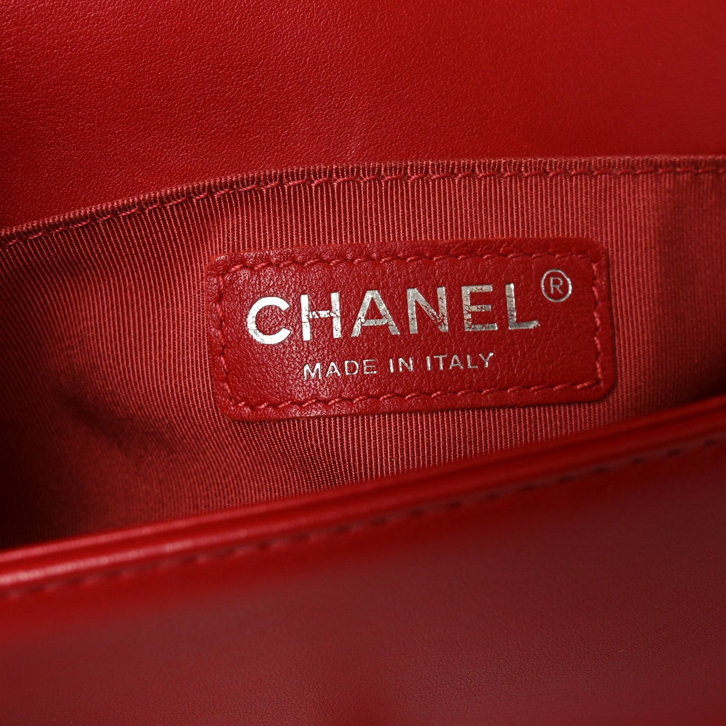 Lambskin Quilted Small Boy Flap Red