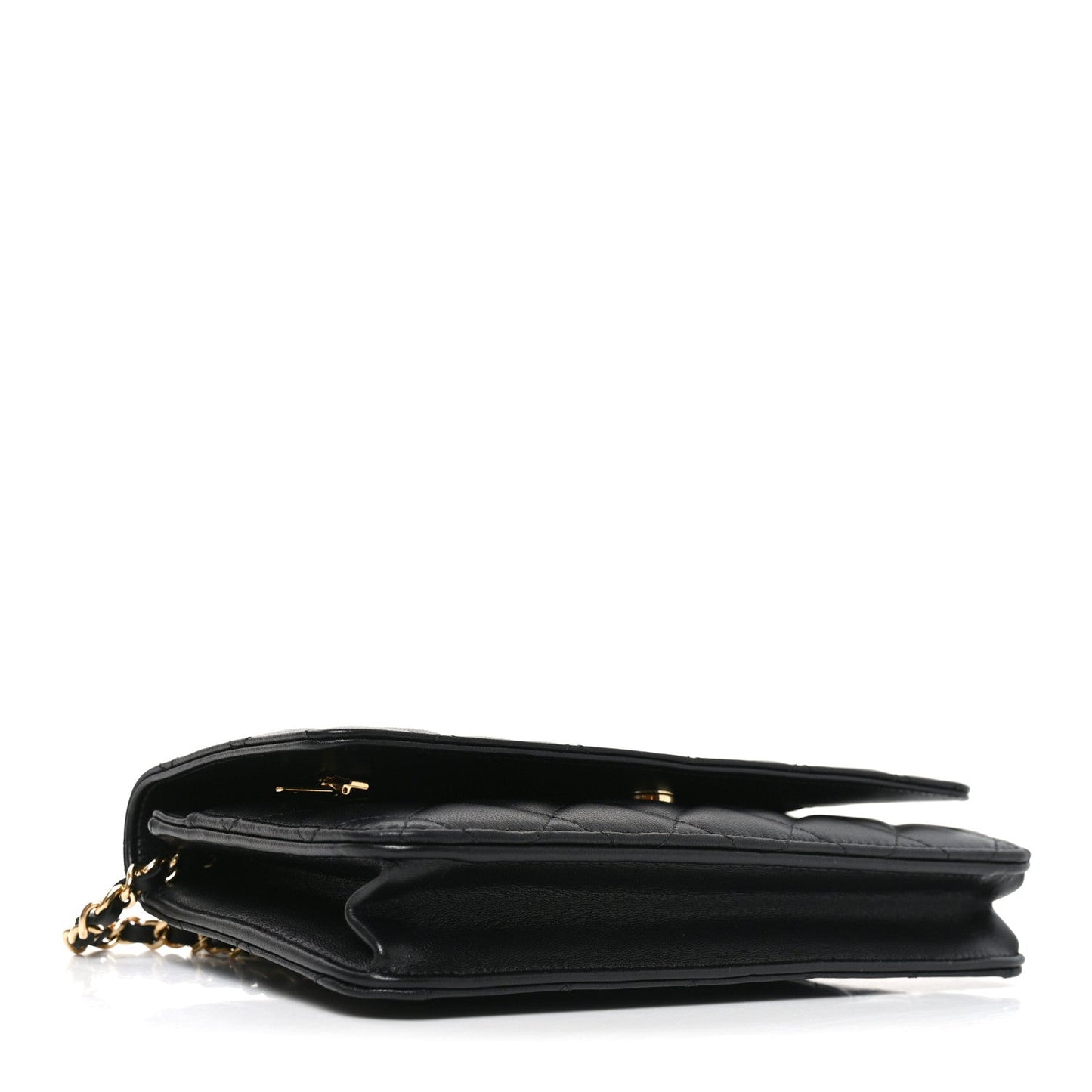 Lambskin Quilted Wallet On Chain WOC Black