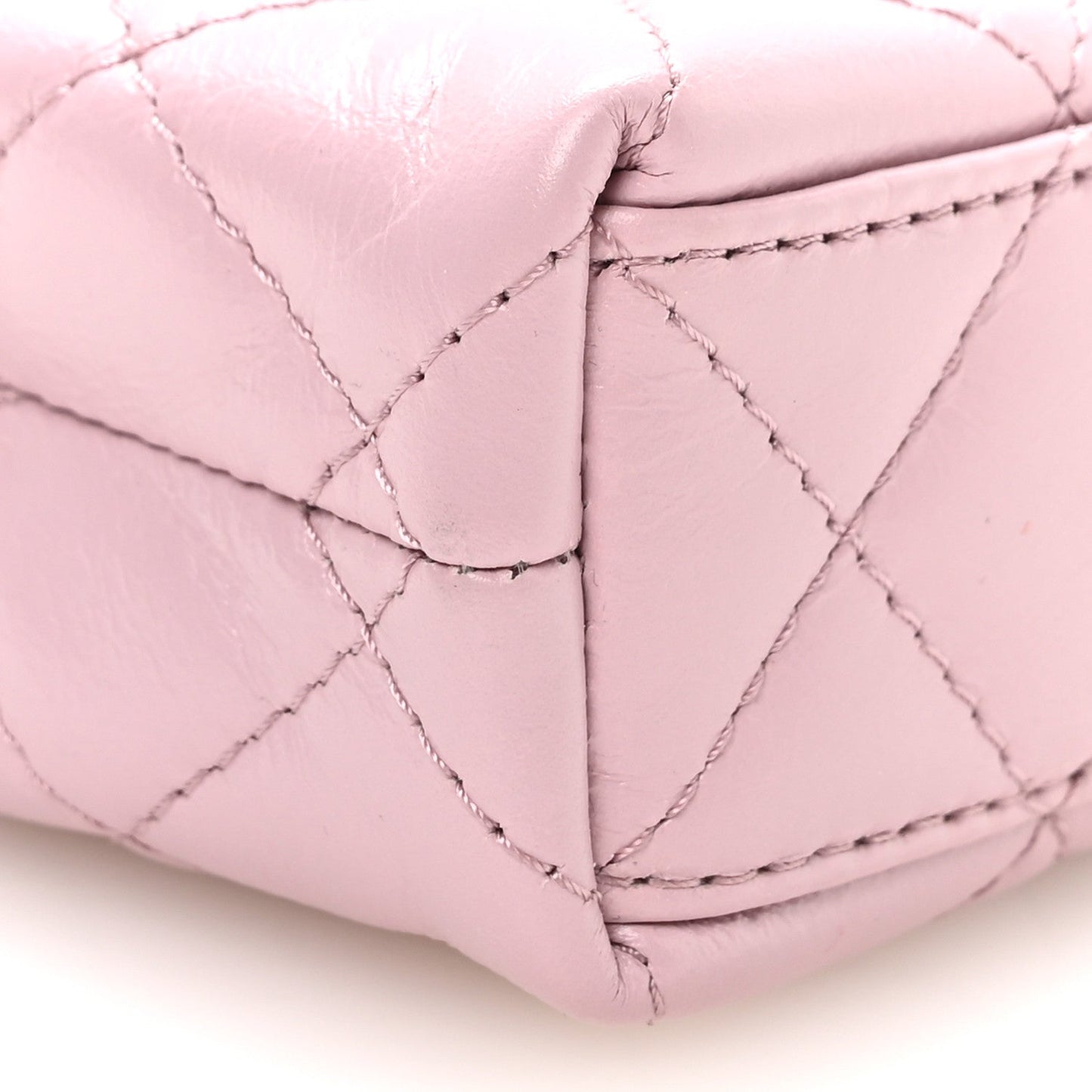 Shiny Aged Calfskin Quilted Mini Nano Kelly Shopper Pink