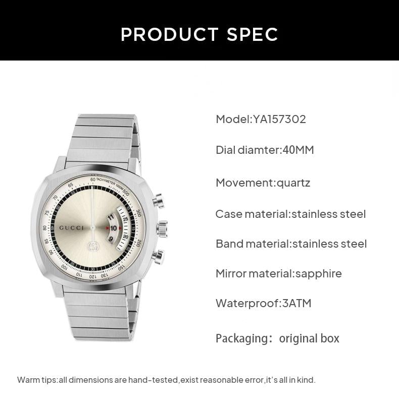 Gucci Grip Collection Quartz Silver Dial Silver Steel Strap Watch For Men - YA157302