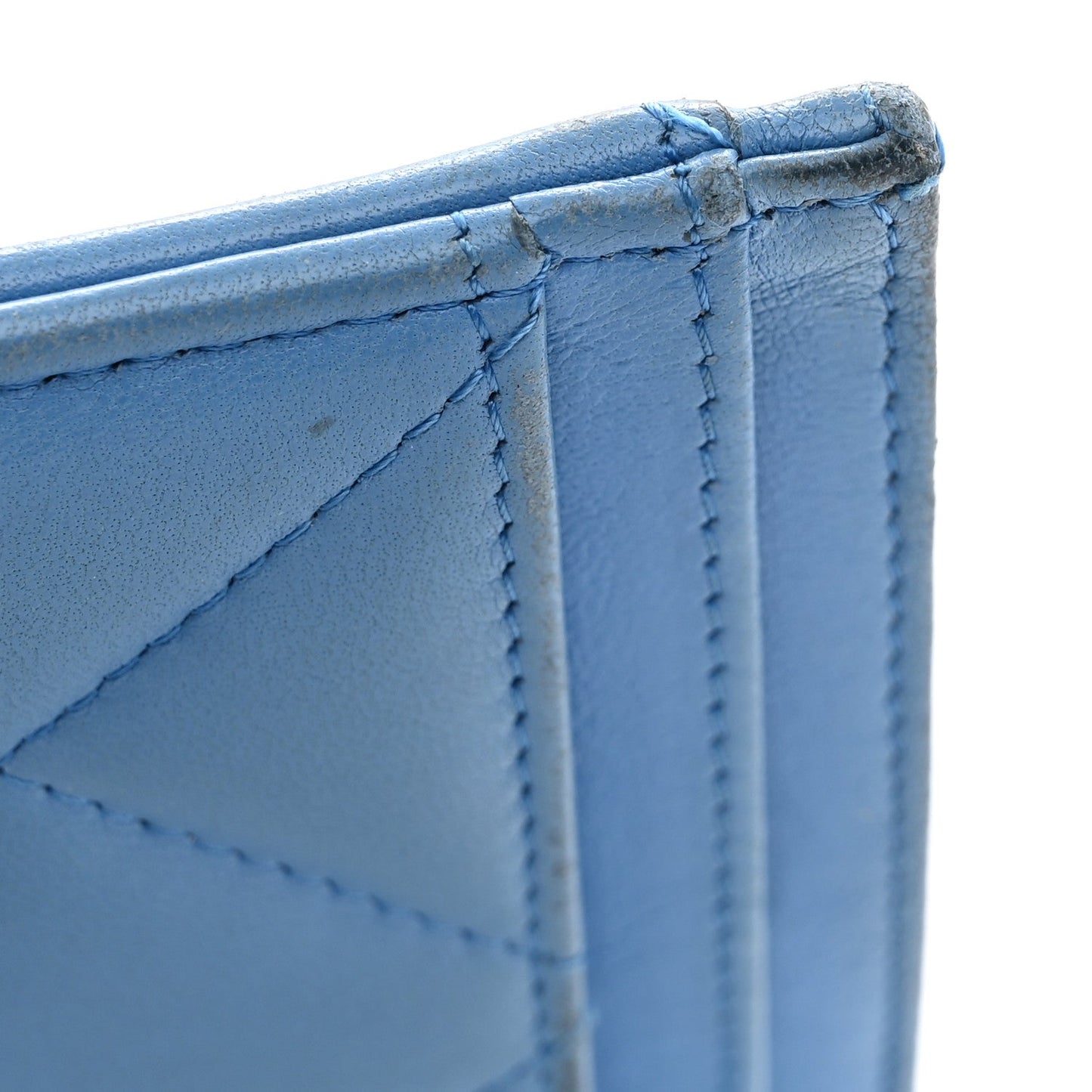 Lambskin Quilted Chanel 19 Card Holder Light Blue
