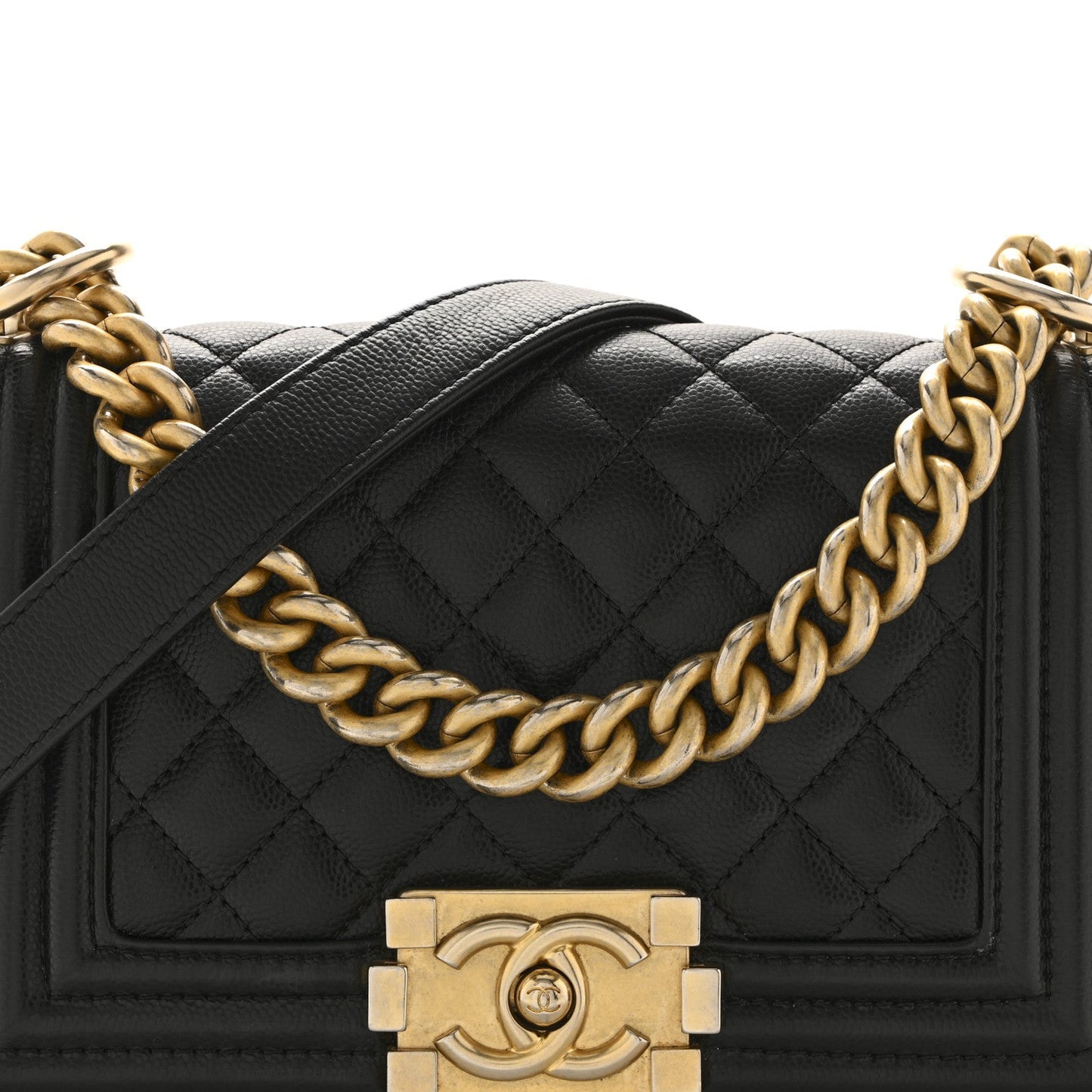 Caviar Quilted Small Boy Flap Black
