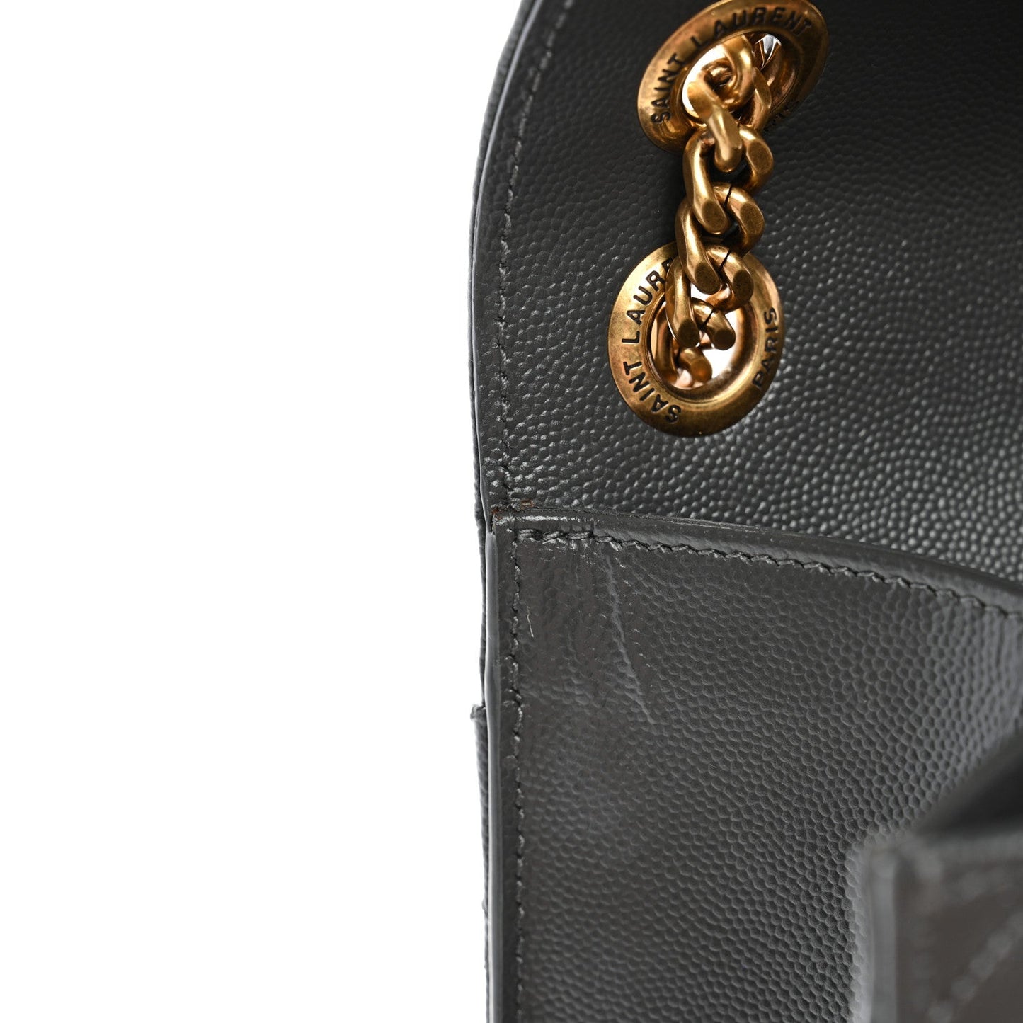 Grain De Poudre Textured Mixed Matelasse Large Triquilt Monogram Satchel Storm
