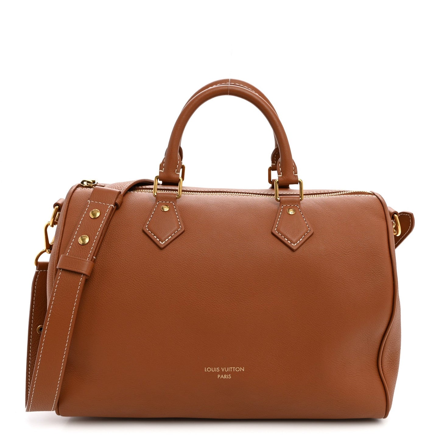 Grained Calfskin Low Key Speedy 30 Cognac