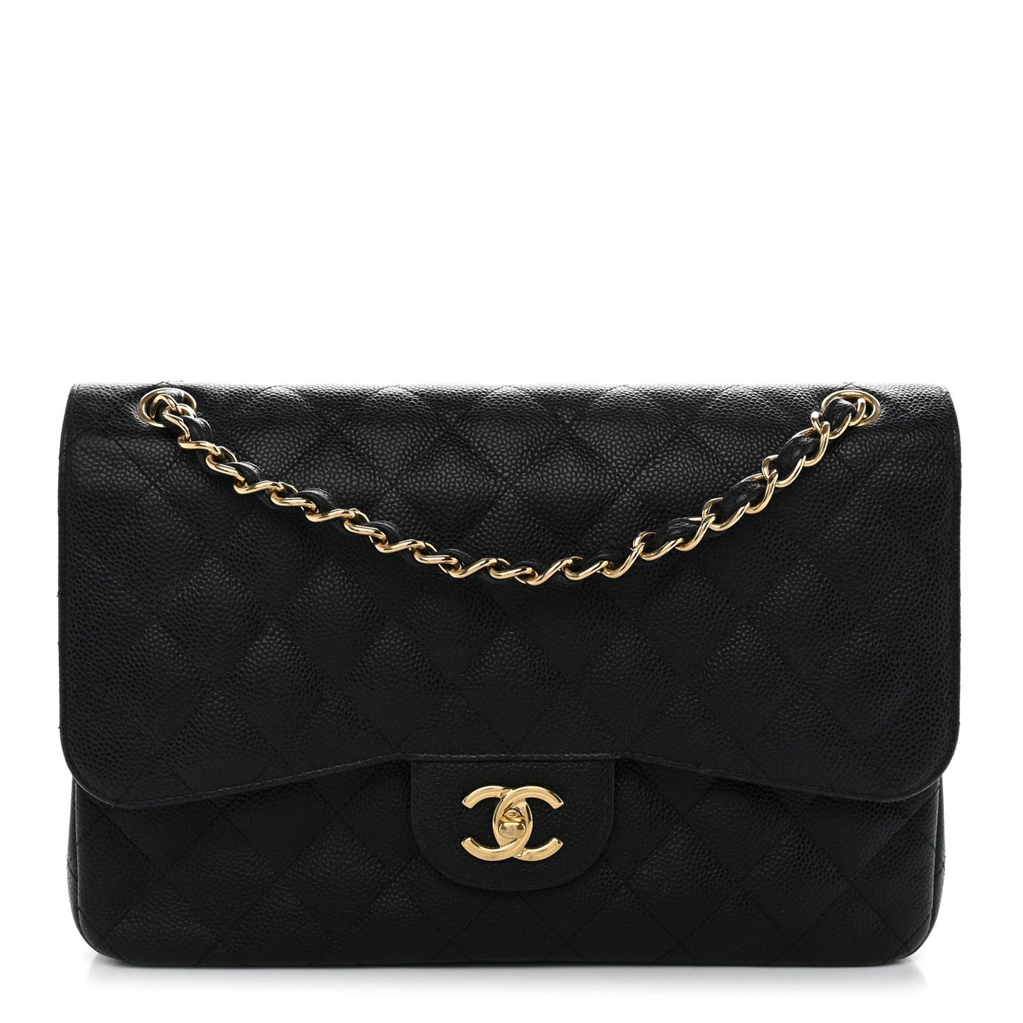Caviar Quilted Jumbo Double Flap Black