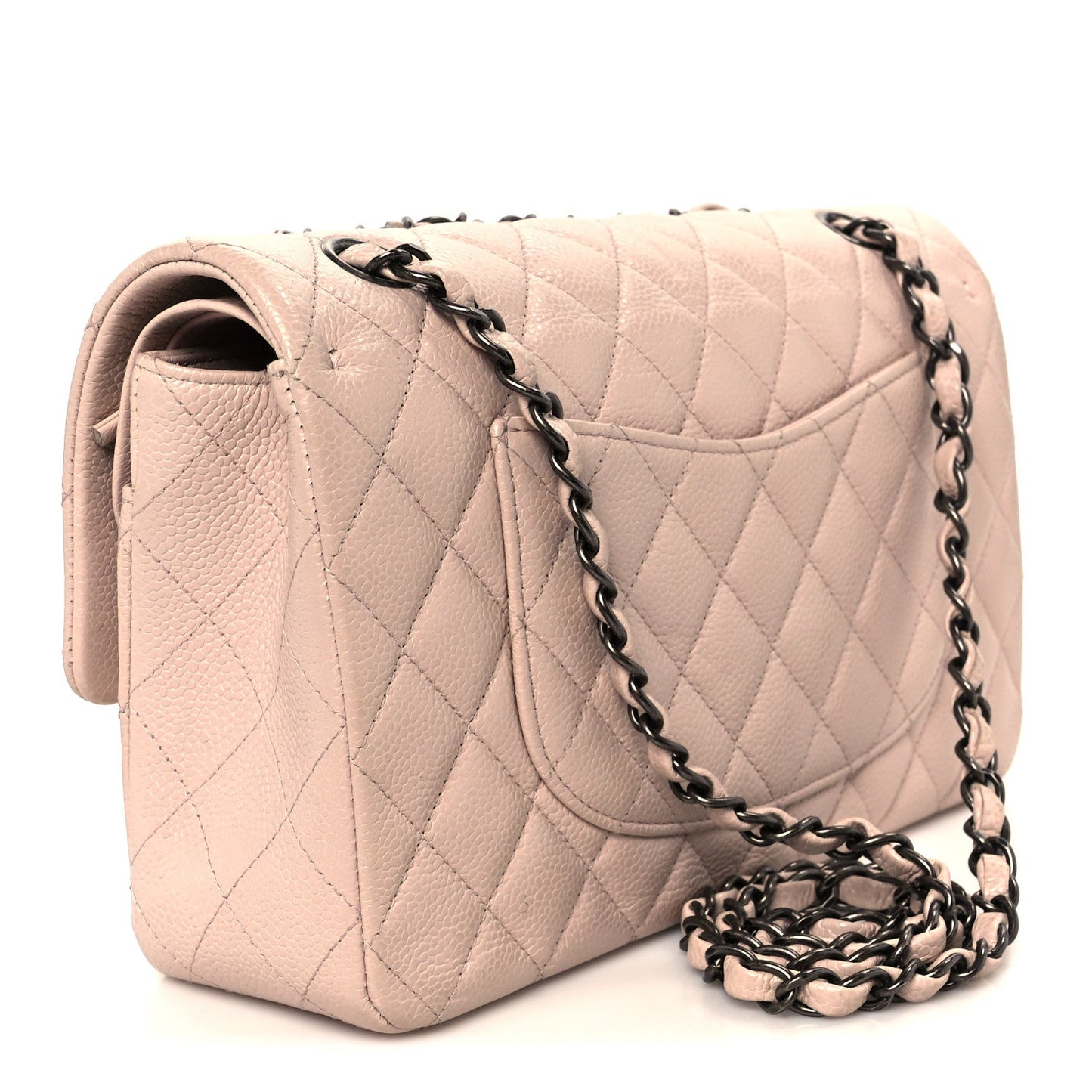 Caviar Quilted Medium Double Flap Light Pink