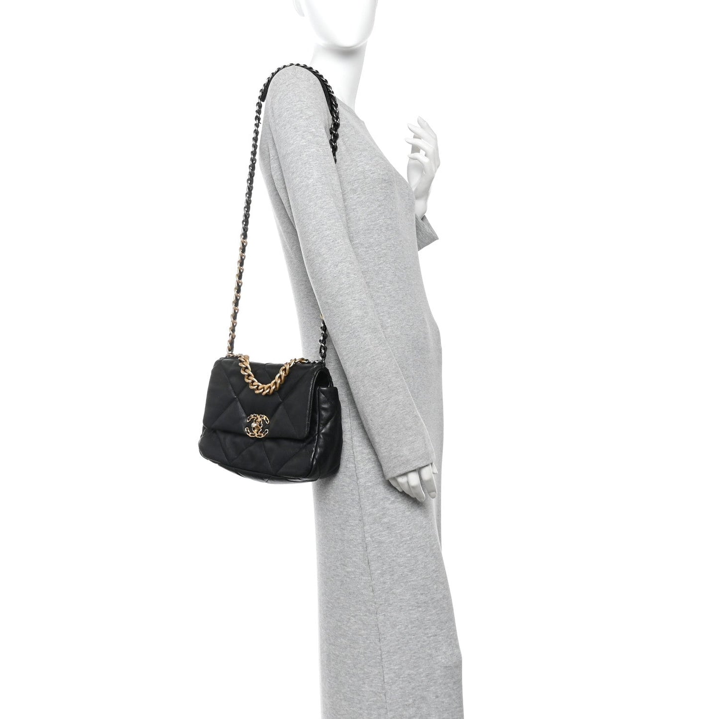 Lambskin Quilted Medium Chanel 19 Flap Black