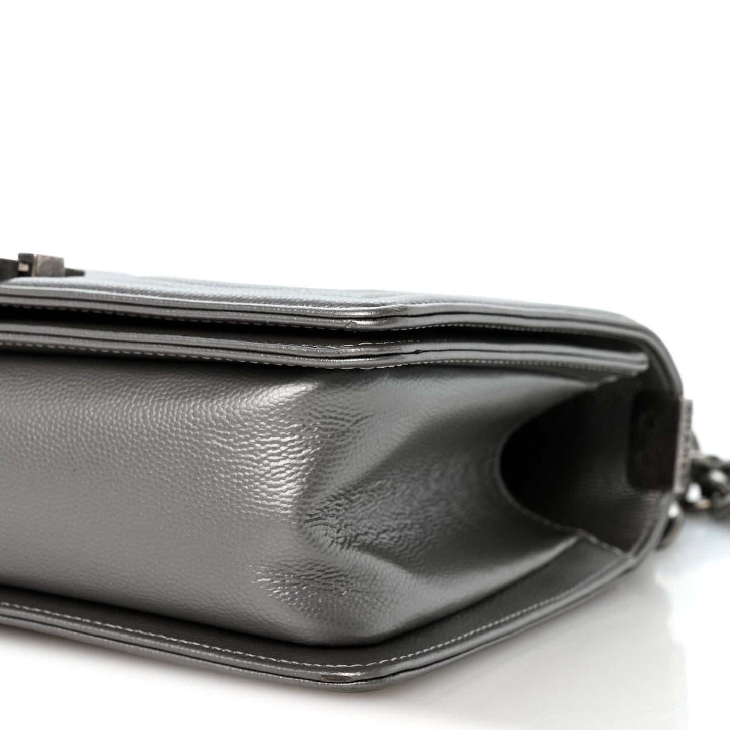 Metallic Caviar Quilted Medium Boy Flap Silver